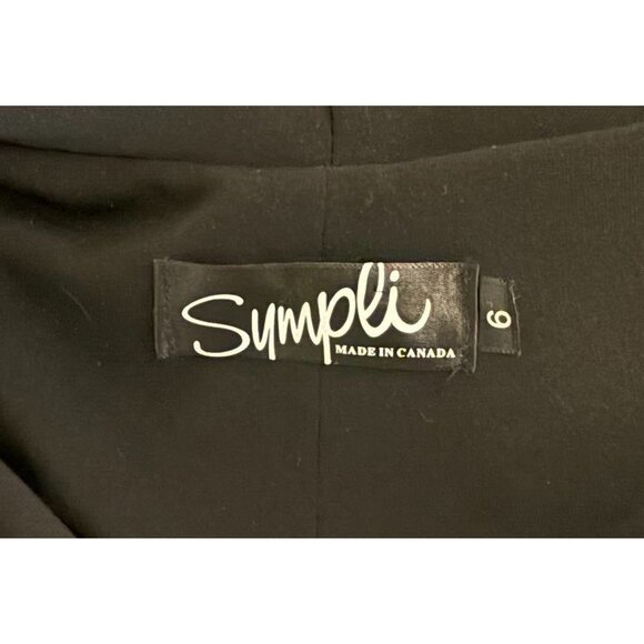 SYMPLI Tunic Top Size 6 Black Lined Collared Heavy Knit Side Pockets Button Up - Picture 3 of 8